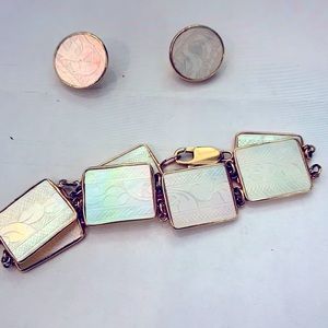 Unique M of P Chinese poker chip earrings/bracelet